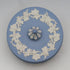 Vintage British Wedgwood Jasperware Round Box for Small Items, Pale Blue
